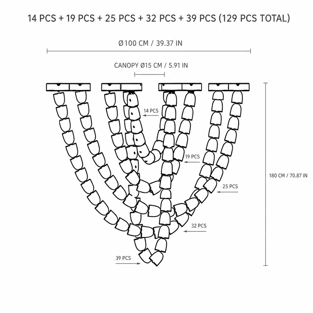 Chandelier Versailles Veil Cascading Crystal