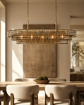 Ghiaccio Glass Oval Chandelier 54''65''