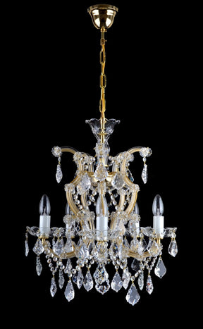 5-flame Maria Theresa chandelier with cut bobeches & trimmings in the French style