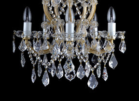 5-flame Maria Theresa chandelier with cut bobeches & trimmings in the French style