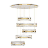 5-Ring Crystal Chandelier in Gold Finish