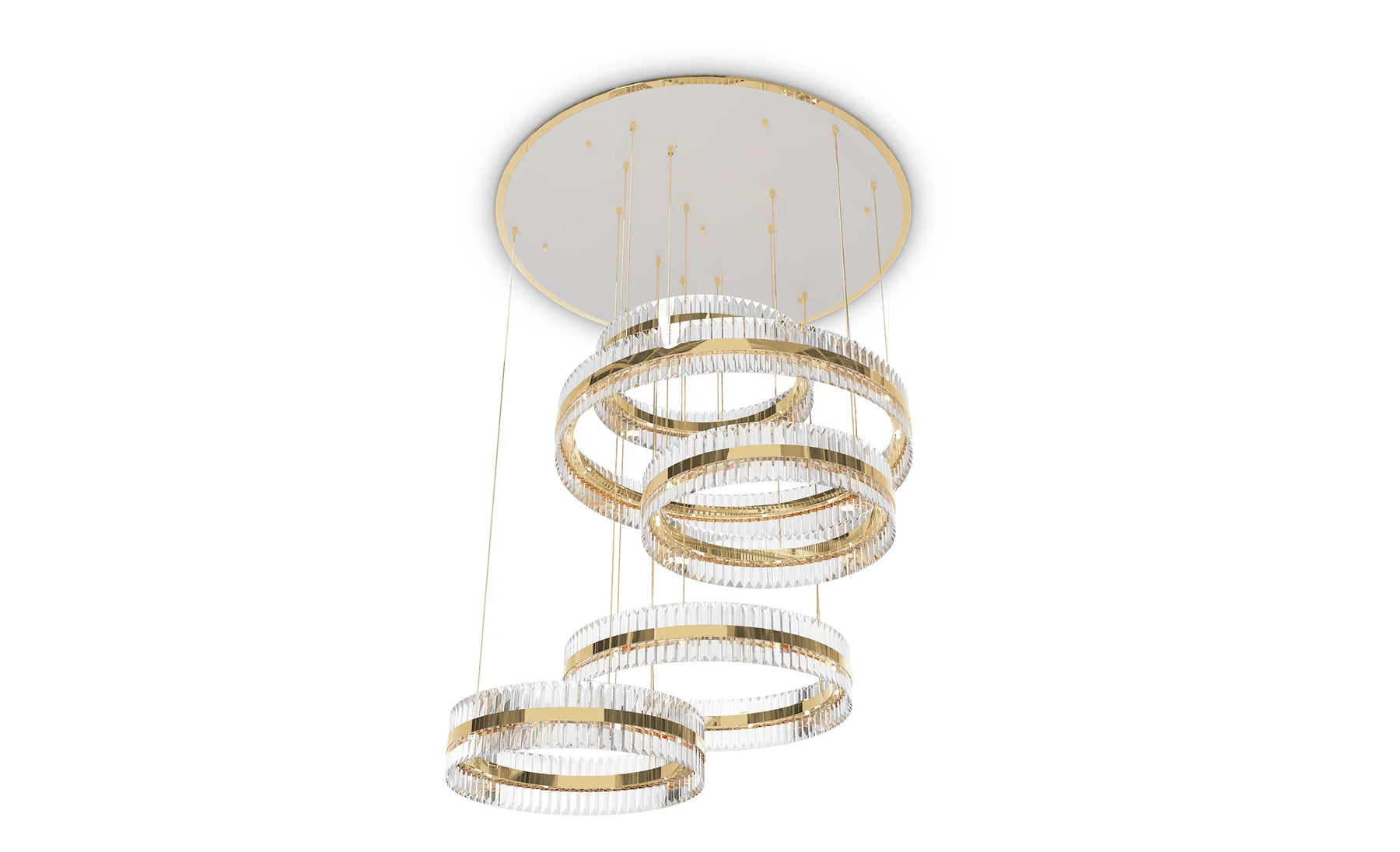 5-Ring Crystal Chandelier in Gold Finish