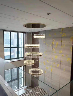 5-Ring Crystal Chandelier in Gold Finish