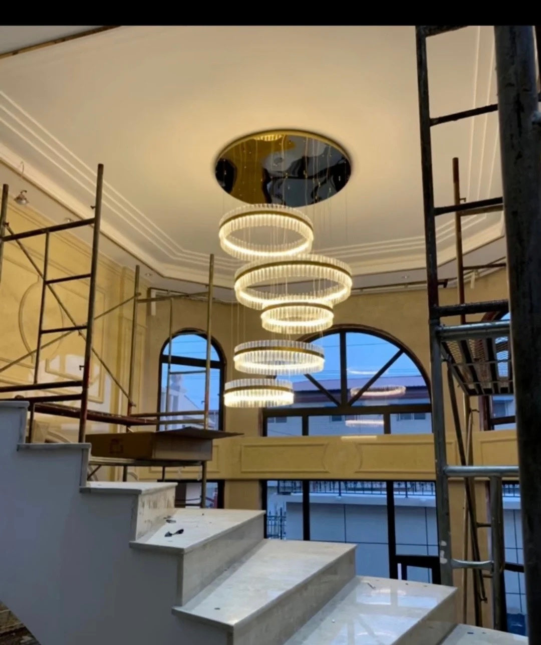 5-Ring Crystal Chandelier in Gold Finish