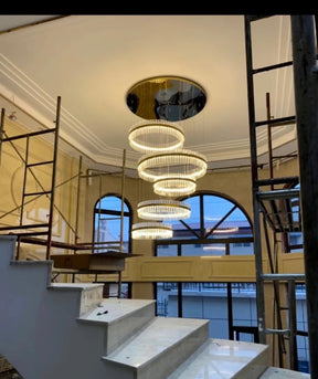 5-Ring Crystal Chandelier in Gold Finish