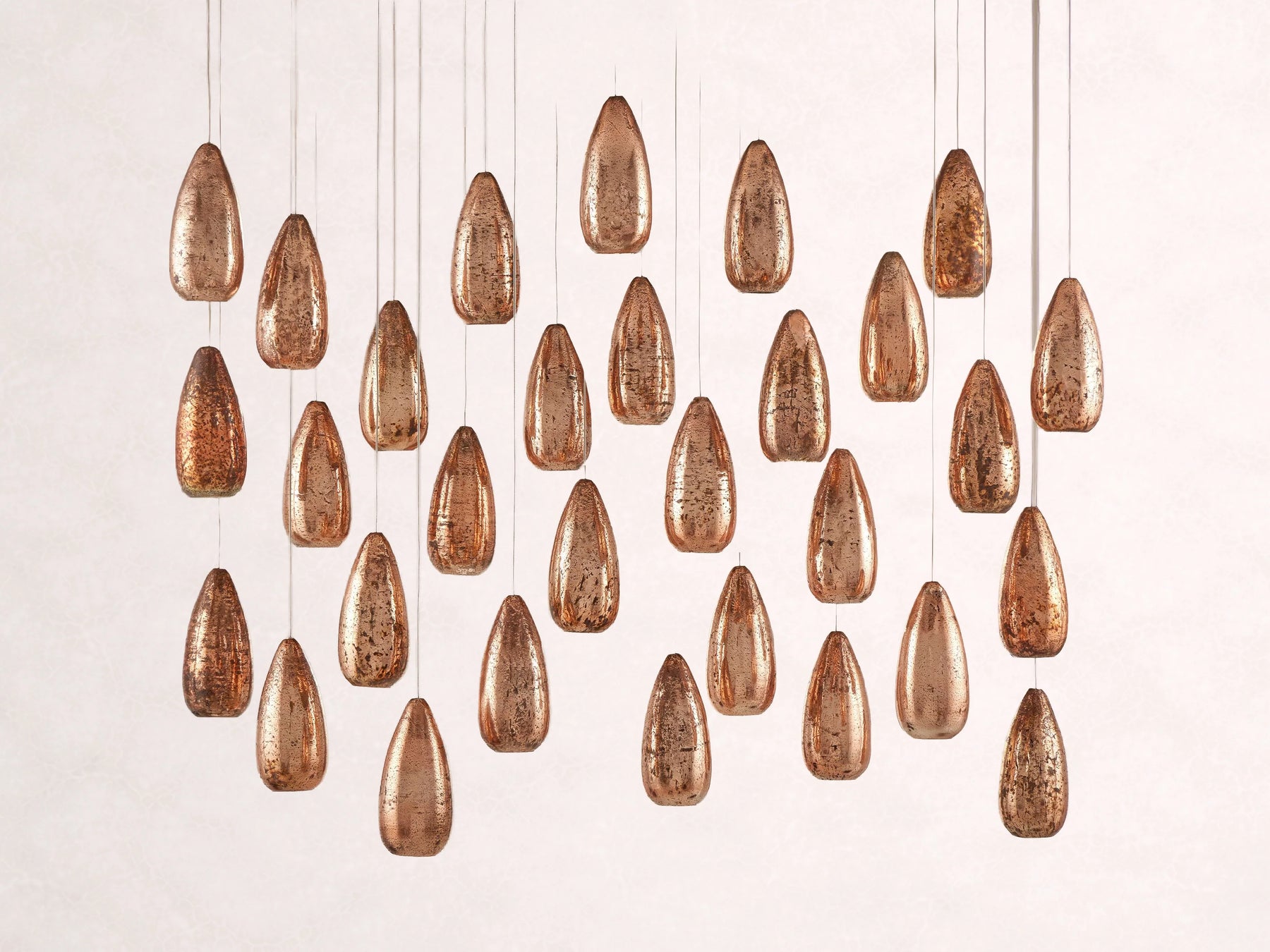 Edda Cascade Teardrop Mercury Glass Linear Chandelier 48'' 54''L