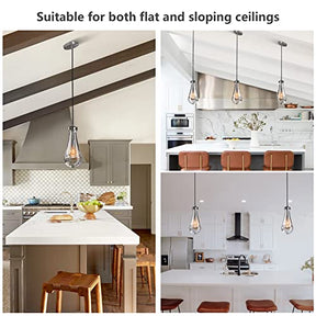 Modern Nickel Pendant Light Set of 2, Raindrop Hanging Light Fixtures for Kitchen Island, Indoor Crystal Ceiling Light Fixtures with Clear Solid Crystal Raindrop for Living Room Hallway