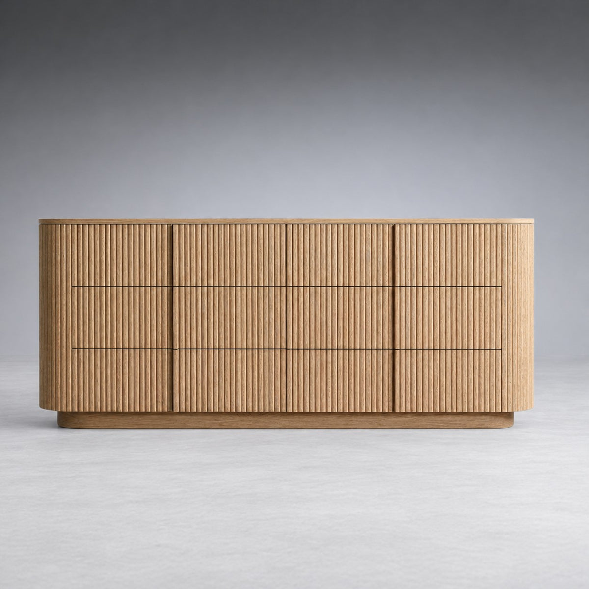Reeded Oak Dresser with Curved Contours