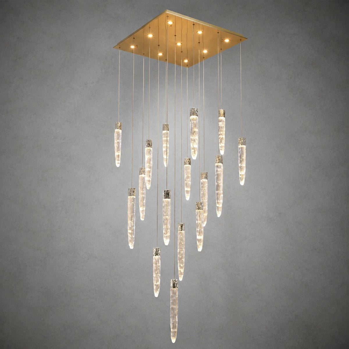 Halsey Icicle Crystal Glass Square Chandelier 31.5"