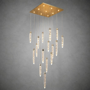 Halsey Icicle Crystal Glass Square Chandelier 31.5"