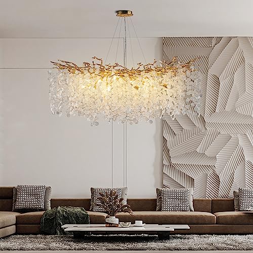 Modern Tree Branch Chandelier,Round Luxury Chandeliers for Dining Room,High Ceiling Chandelier Light Fixture Hanging Pendant Light Fixtures(47.2inch)