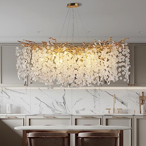 Modern Tree Branch Chandelier,Round Luxury Chandeliers for Dining Room,High Ceiling Chandelier Light Fixture Hanging Pendant Light Fixtures(47.2inch)