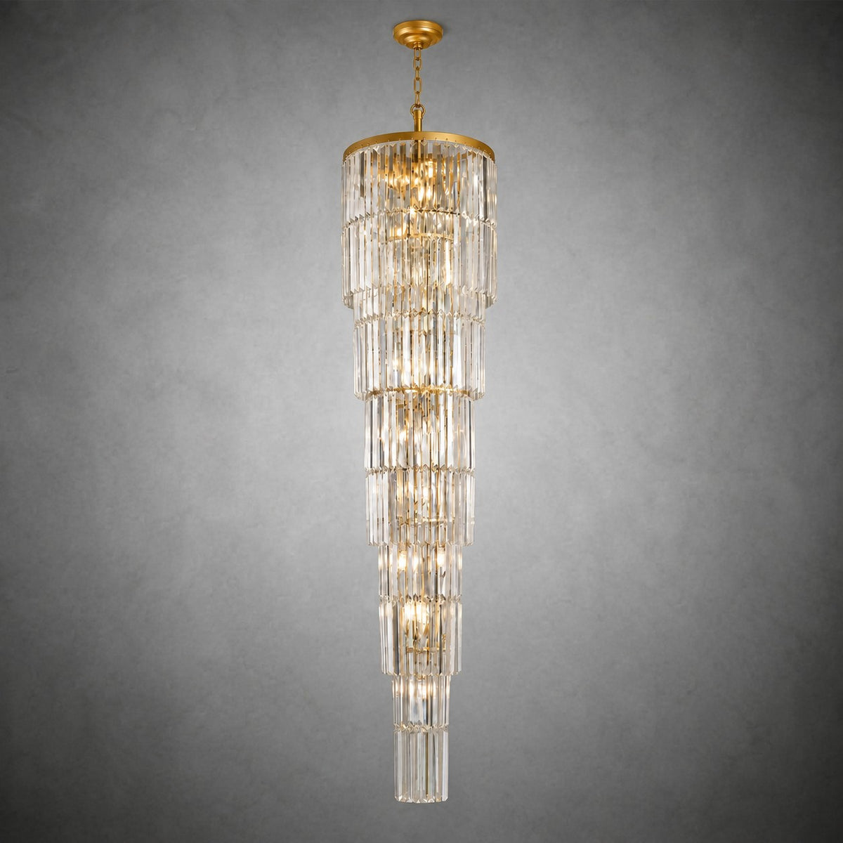 D500 Striped Crystal Stair Light - Gold
