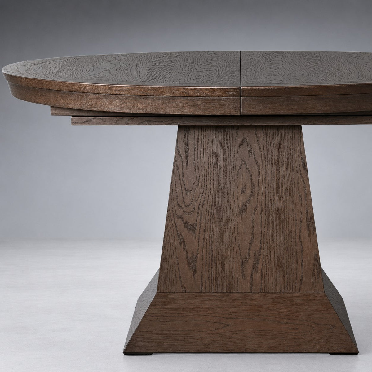Round Oak Extension Dining Table with Leaves