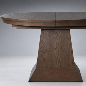 Round Oak Extension Dining Table with Leaves