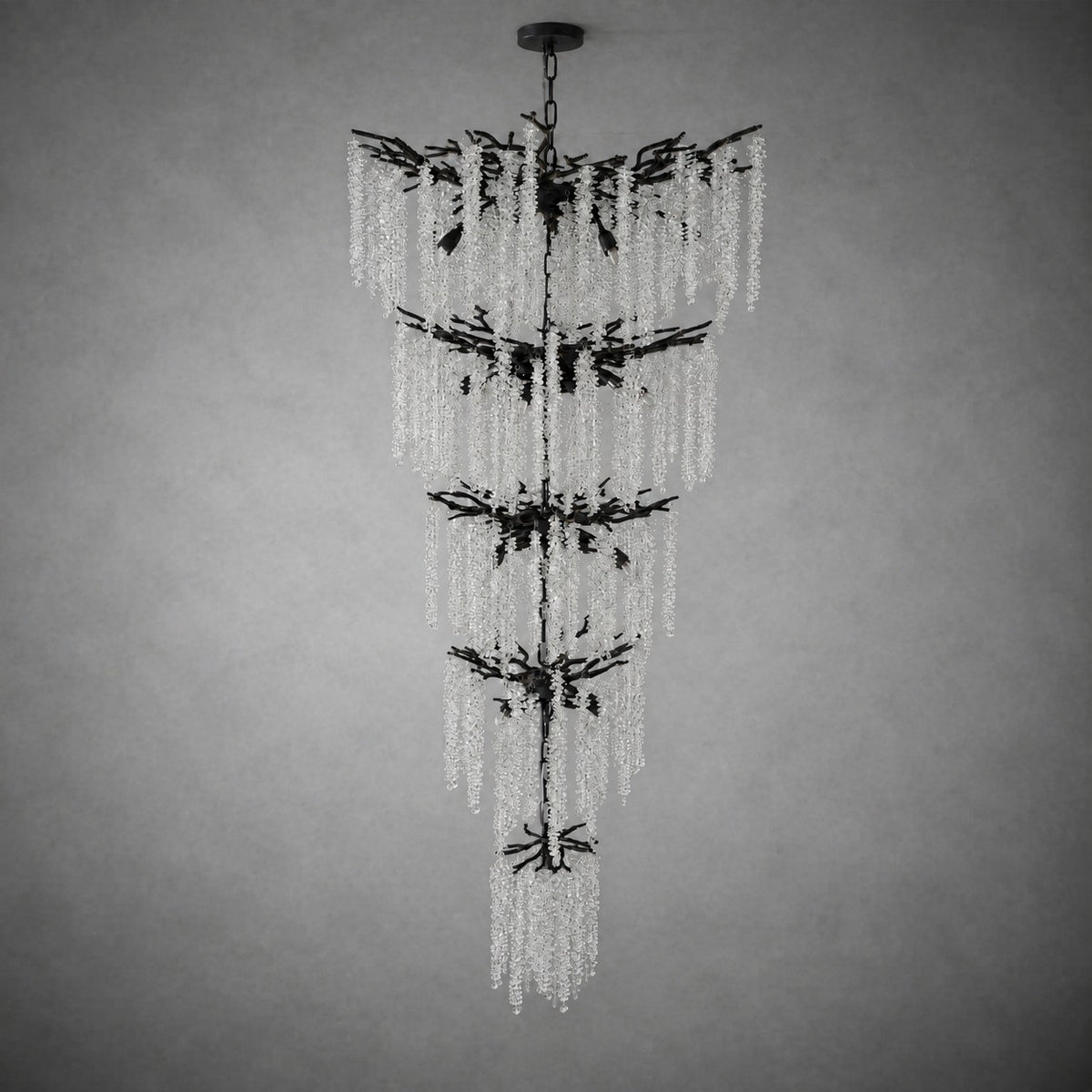 Octagonal Bead Tree Branch Staircase Light Five-Layer - Black 760