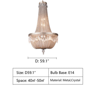 Oversize Modern Metal Art Luxury Crystal Chandelier for Duplex Hall/Staircase/Villa/Foyer