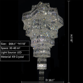 Luxury Extra Large Plaza Multi-Tier Crystal Chandelier For Hotel Hall / 2 Story Foyer / High Ceiling Living Room