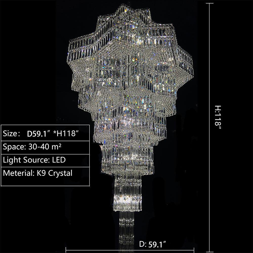 Luxury Plaza Multi-Tier Crystal Chandelier for High Ceilings/Hotel Hall / 2 Story Foyer - Merlin Lamps