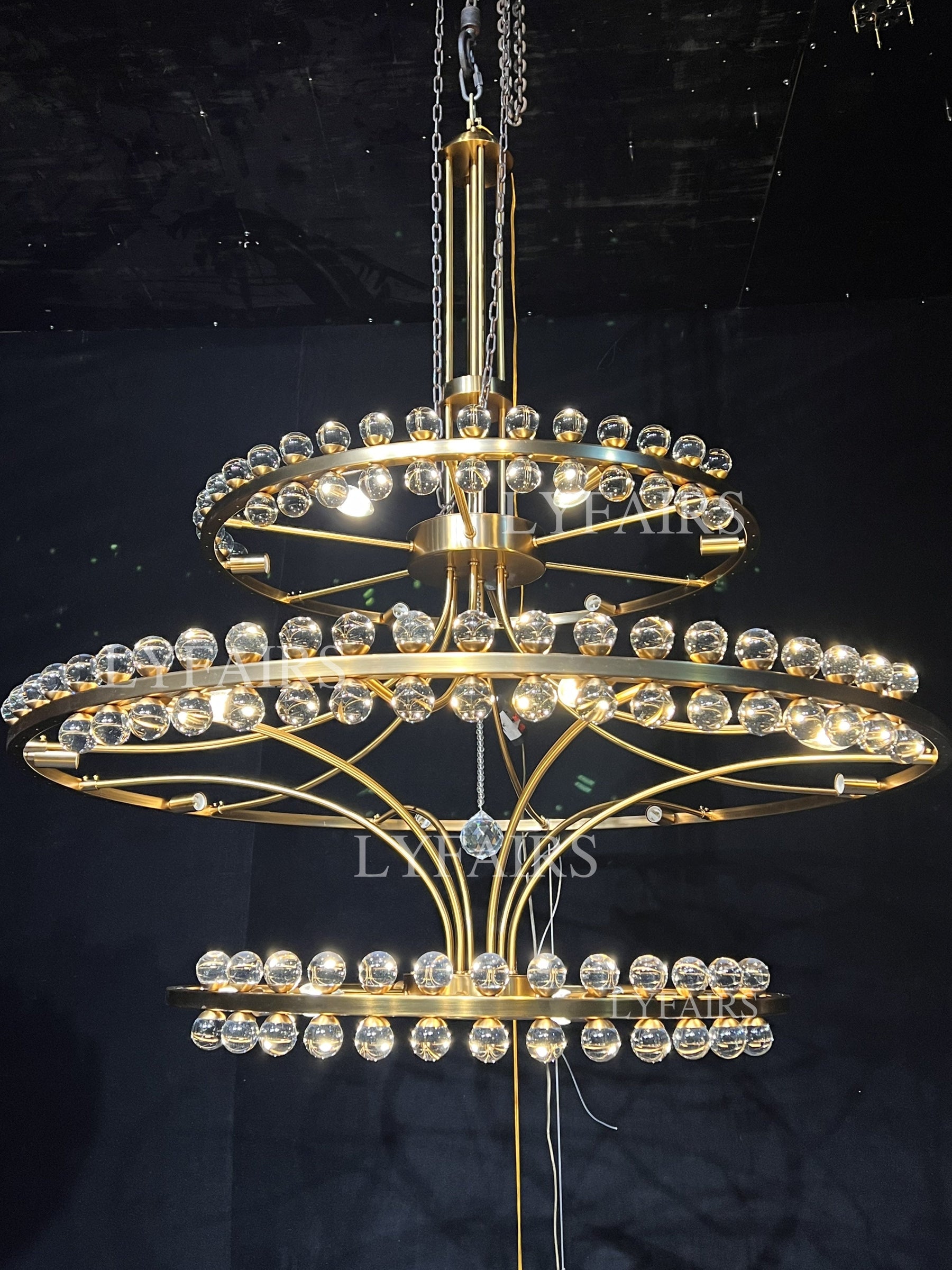 Modern 2/3 Ring Glass Ball Chandelier for Low-ceiling