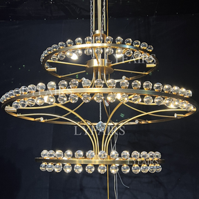 Modern 2/3 Ring Glass Ball Chandelier for Low-ceiling