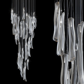 Luméa Organic Glass Tube Cluster Chandelier