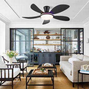 Modern LED Ceiling Fans Low Profile Ceiling Fans with Lights 6 Speeds 48"