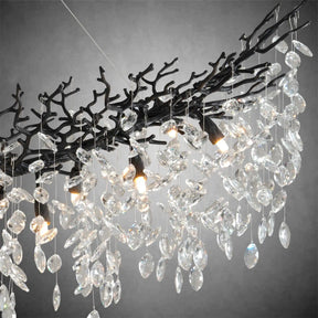 Artistic Crystal Branch Chandelier - Modern Silver Rectangular Island Light