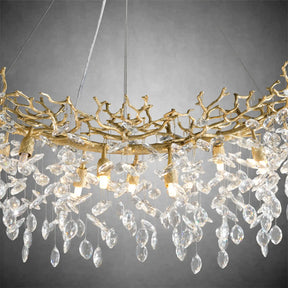 Artistic Crystal Branch Chandelier - Modern Silver Rectangular Island Light