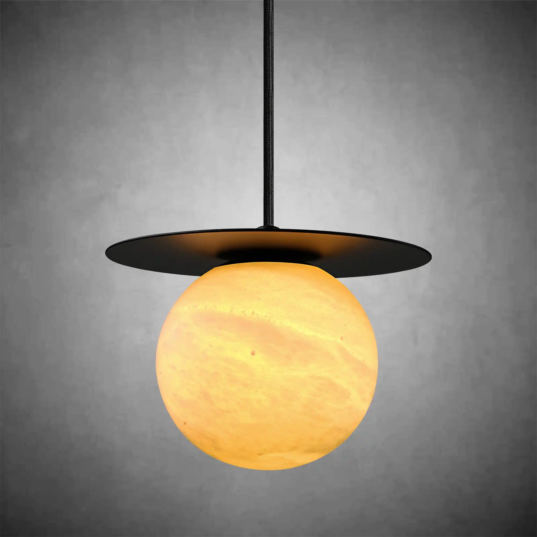 Spherical marble single pendant light