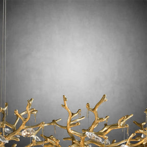 Artistic Crystal Branch Chandelier - Modern Silver Rectangular Island Light