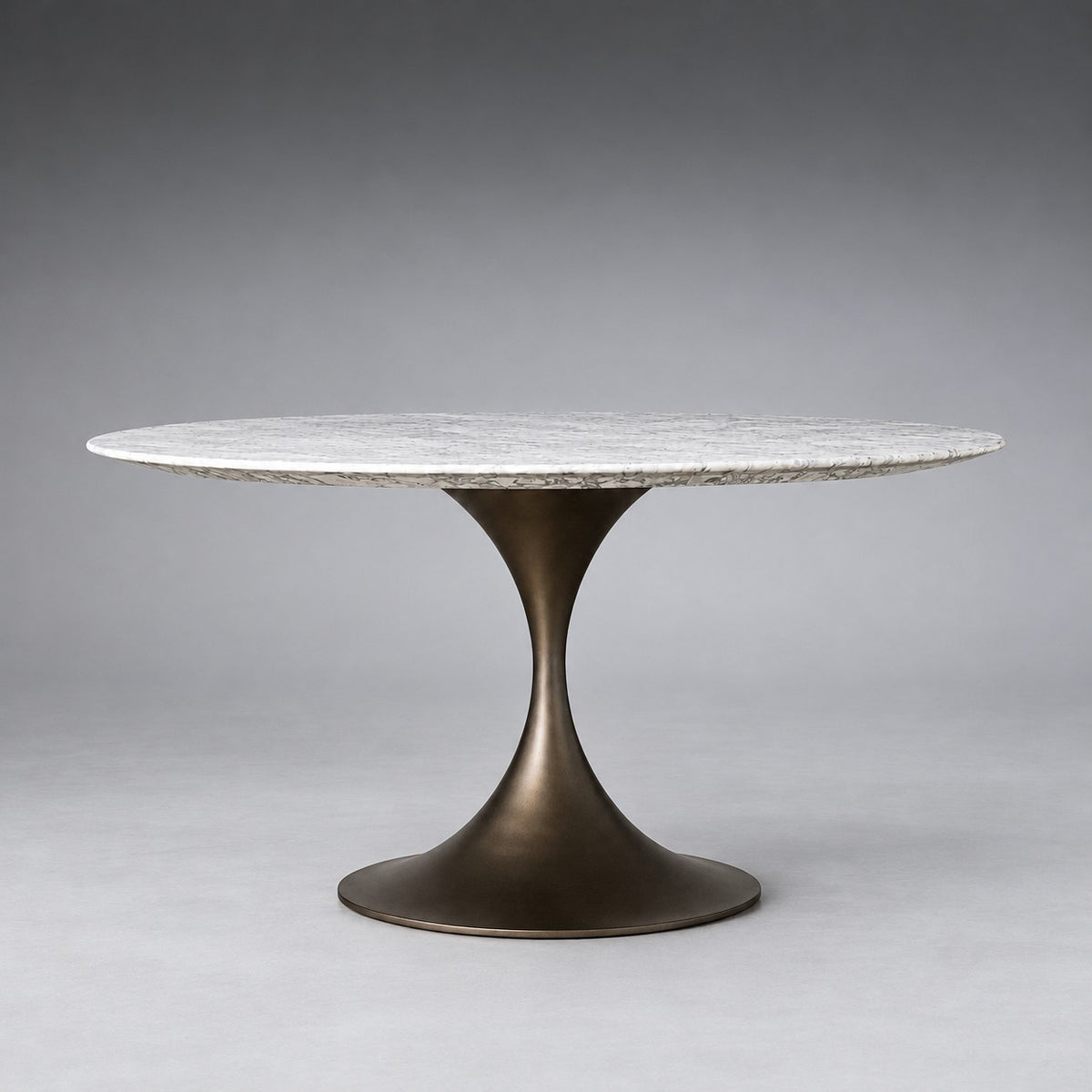 Round Stone-Top Steel-Base Dining Table