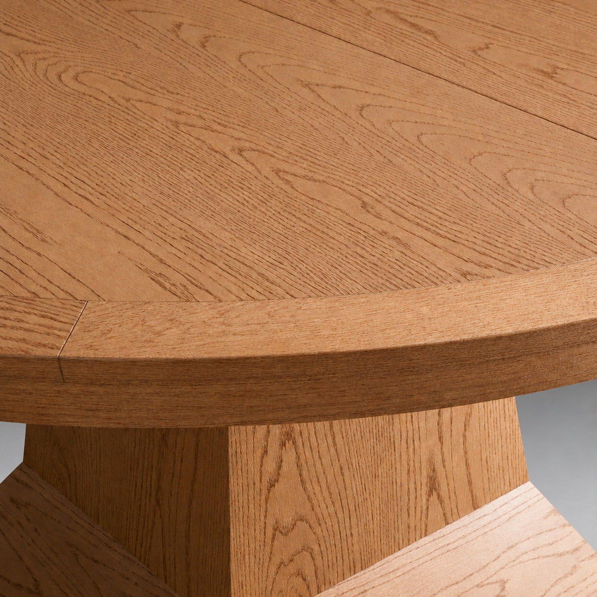 Round Oak Extension Dining Table with Leaves