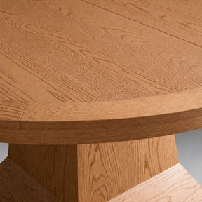 Round Oak Extension Dining Table with Leaves
