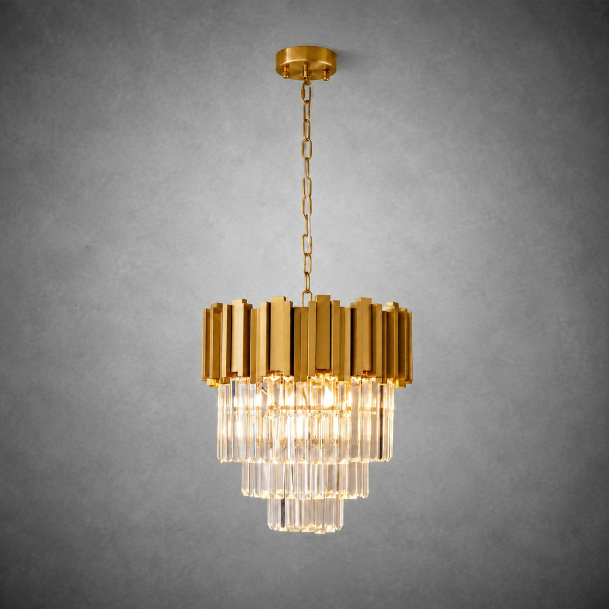 Modern Gold 3-Tier K9 Crystal Chandelier