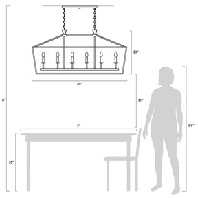 6 Light Farmhouse Chandelier Kitchen Island Geometric Pendant Light
