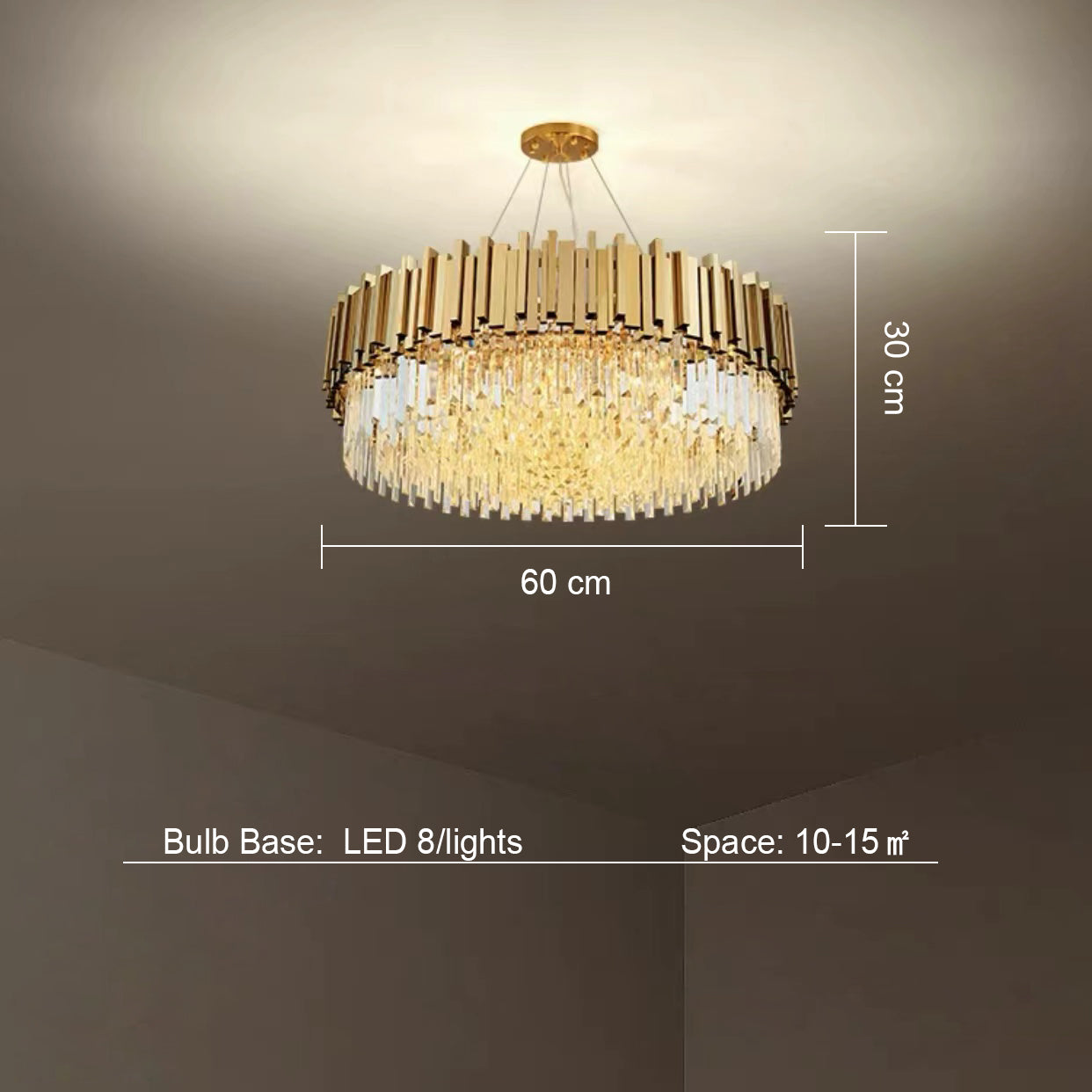 Gold/Silver Round Modern Tiered Metal Crystal Chandelier