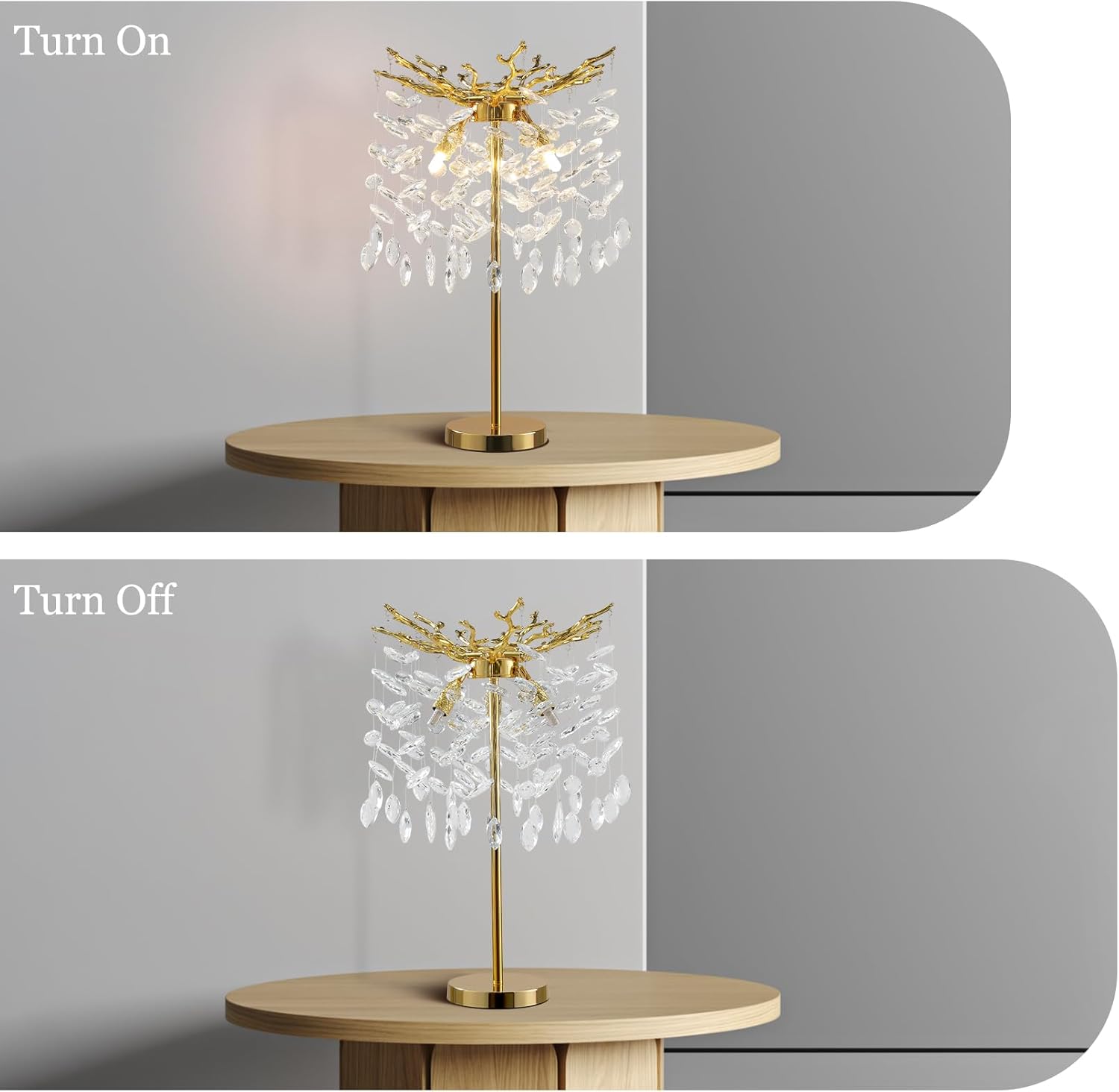 Valley Lamps Table Lamp, 14.2'' Modern Crystal Table Lamps for Bedroom Living Room