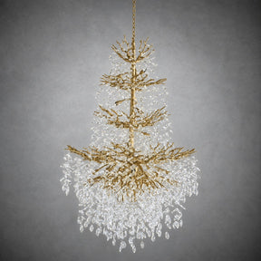 61" Gold 23-Light Tiered K9 Crystal Branch Chandelier