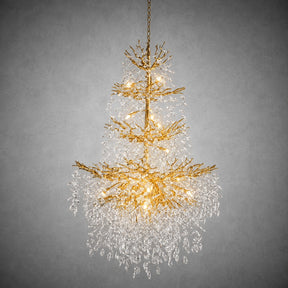 61" Gold 23-Light Tiered K9 Crystal Branch Chandelier