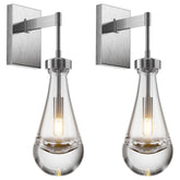 Nickel Wall Lamp with Hand Blown Solid Glass, 2 Pack, Perfect for Bedroom, Living Room, Vanity, Hallway