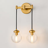 2-Light Brass Wall Sconces,Gold Globe Wall Sconce Light