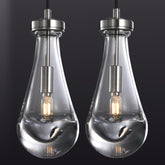 Raindrop Pendant Lights Set of 2, Kitchen Island Pendant Lights 2 Pack, Nickel Colored Brass Base Dining Room Light Fixture for Hallway