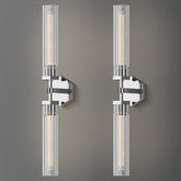 Crystal Wall Sconces Set of Two, 28.7" Dual-Lights Nickel Sconces Wall Lighting