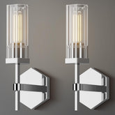 Crystal Wall Sconces set of Two, 12.5" Nickel Sconces Wall Lighting