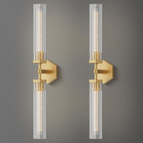 Crystal Wall Sconces Set of Two, 28.7" Dual-Lights Brass Sconces Wall Lighting