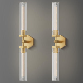 Crystal Wall Sconces Set of Two, 28.7" Dual-Lights Brass Sconces Wall Lighting