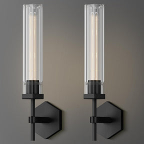 Crystal Wall Sconces Set of Two, 18.5" Black Sconces Wall Lighting