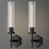 Crystal Wall Sconces Set of Two, 18.5" Black Sconces Wall Lighting