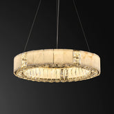 Natural Alabaster Chandeliers, D23 Round Crystal Chandeliers for Dining Room